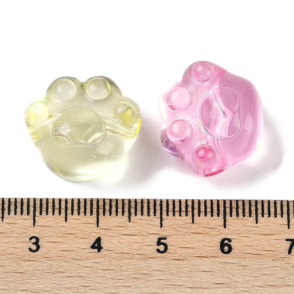 Transparent Acrylic Beads Paw Print Mixed color 16x18.5x13mm Hole: 2.5mm 500gs