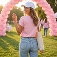 thumbnail image 5 of Domuza Breast Cancer Awareness Shirts Women Pink Ribbon Graphic Cancer Survivor Short Sleeve Crew-Neck Tshirts ,in October We Wear Pink Top L, 5 of 6