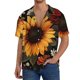 thumbnail image 1 of Balery Sunflower Floral Butterfly Camisa Casual de Manga Corta con Botones para Hombre, Texturizada, Estilo Cubano, para Playa, Verano-Small, 1 of 5