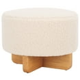 thumbnail image 4 of SAFAVIEH Alistair Modern Faux Shearling Ottoman, Off White/Natural, 4 of 10
