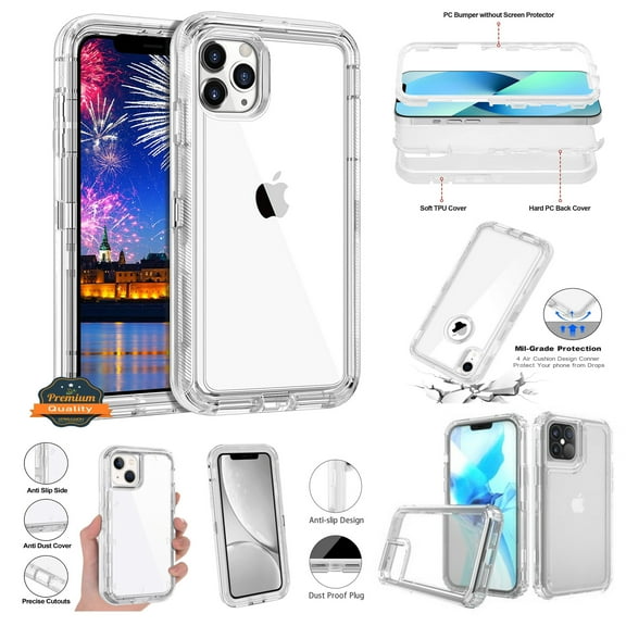 For Samsung Galaxy A22 5G Transparent 3 Layer Heavy Duty Rugged Full Body Shockproof Hybrid Hard PC   TPU Bumper Protective Phone Case Cover by Xpression [Clear]
