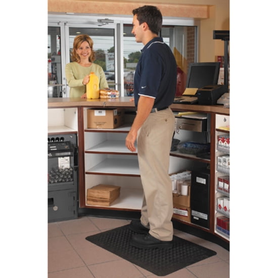 Genuine Joe Flex Step Rubber Anti-fatigue Mats - Warehouse - 60" Length X 36" Width - Rubber - Black