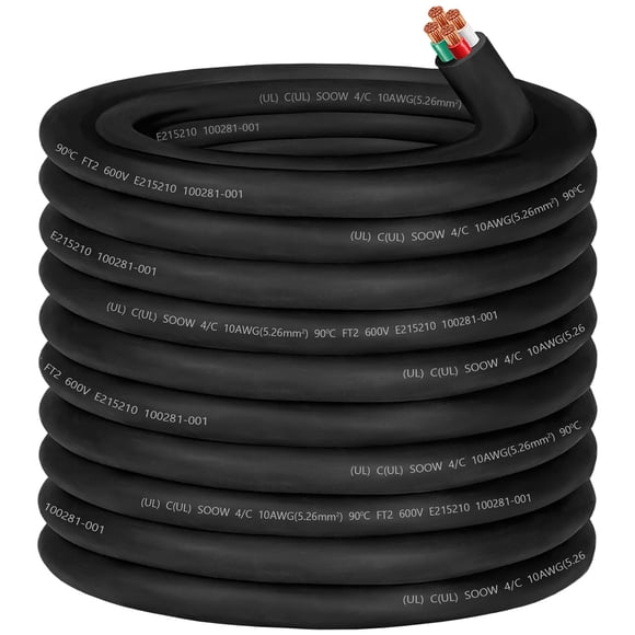 Cable CLLOMAGY, calibre 10, 100 pies, 4 conductores, 600 V, cable SOOW