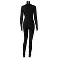 thumbnail image 7 of Raenseen Women's Turtleneck Full Bodycon Jumpsuit Bodysuit Long Sleeve Zip Back Catsuit Romper Black L, 7 of 7