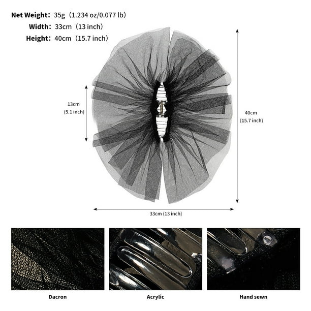 Xiao Hua Velo de novia con pinza para el pelo, velo corto de perla para novia, accesorio para el pelo para despedida de soltera, color negro