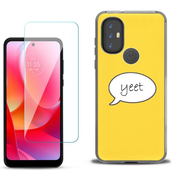 Slim-Fit Gel TPU Phone Case for Motorola Moto G Power 2022, with Tempered Glass Screen Protector, by OneToughShield ® - Yeet