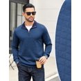 thumbnail image 3 of COOFANDY Mens Quarter Zip Pullover Mock Neck Quilted Sweatshirt Casual Long Sleeve Polo Sweater, 3 of 10