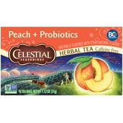 Celestial Seasonings Peach Probiotics Caffeine-Free Herbal Tea Bags, 16 Count