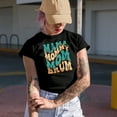 thumbnail image 2 of Mama, Mommy, Mom, Brum, Mother of Boys or Mother's Day Themed, Groovy Retro Wavy Text Merch Gift, Black T-Shirt, Small, 2 of 5