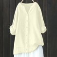 thumbnail image 2 of Versatile Styling Oversized Holiday Outfits for Women, Cotton Short Sleeve Shirts Women 100 Percent Tops Blusas Casuales De Mujer Bonitas Button Down Boho Spring ​Cotton Beige S, 2 of 6