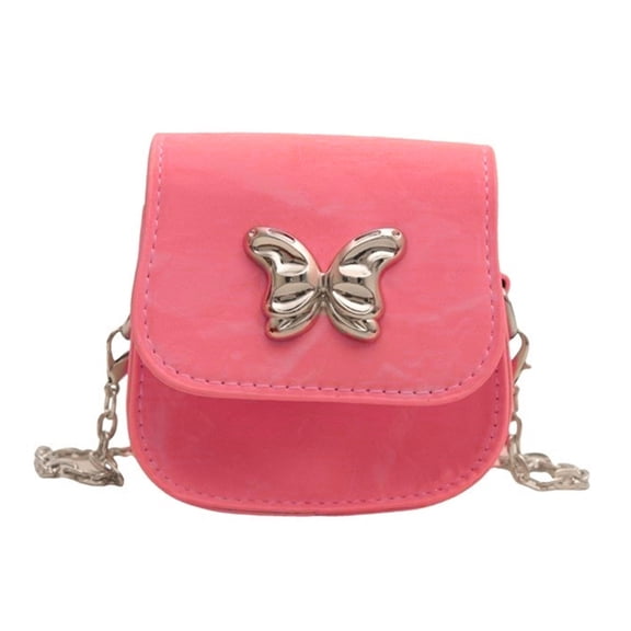Small Crossbody Bag for Teens Chain Strap with Butterfly Charm PU Shoulder Purse