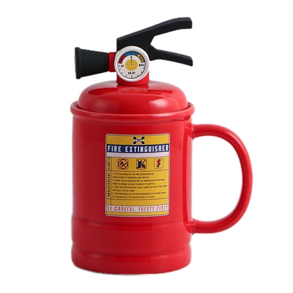 Homelife Coffee Cups Ceramic Tea Cup Flame Extinguisher Shaped Mug with Lid Spoon 400ml Hot Cold Drinks Milk Juice Beverage Mug Office Home Travel Gifts
