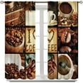thumbnail image 3 of Vintage Coffee Curtains, I Love Coffee Theme Collage Roasted Beans Brewing Machines Cups Aromatic Drink Brown Window Drapes for Kitchen Living Room Cafe, 42x54 Inch, 3 of 6
