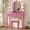 Pink, variant on Makeup Vanity Set with Lighted Tri-Folding Mirror, Vanity Table with 10 LED Light Bulbs & 3 Color Lighting Modes, Dressing Desk with 5 Storage Drawers & Cushion Stool,Black