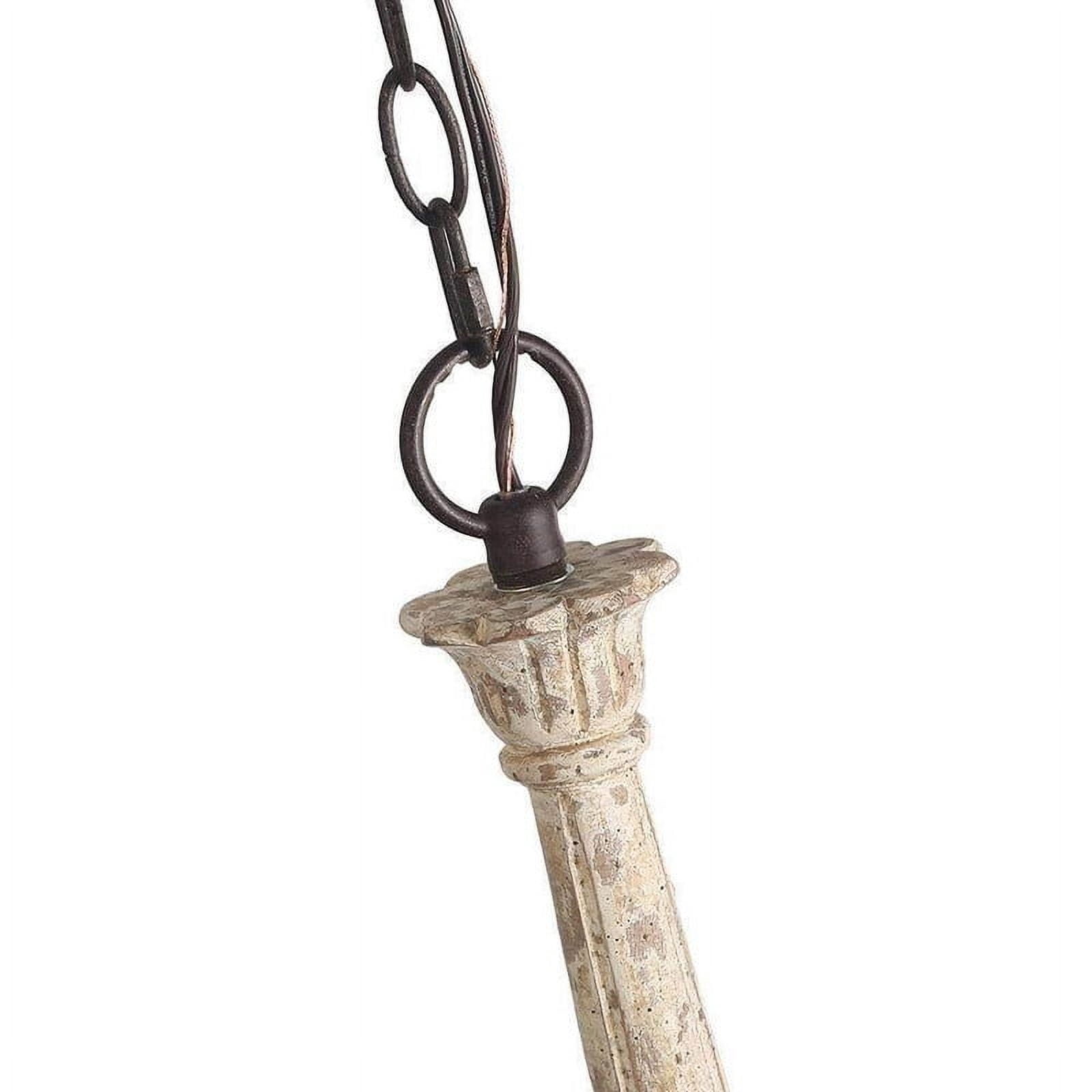 LNC 6-Light Bronze French Country Wood Chandelier Lighting Fixtures for Dining Room, Off-White