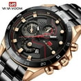thumbnail image 2 of Vava Voom classic business Mans watches quartz watch luxury men's wrist watch black gold stainless steel waterproof wristwatch, 2 of 10