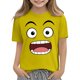 thumbnail image 4 of Tops de Manga Corta Lindo con Impresión de Expresión para Niños Niños Niñas, Suelta Cómoda Camiseta de Color Sólido, 4 of 6