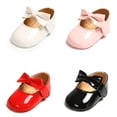 thumbnail image 2 of CLEARANCE!Factory Price Clearance! Newborn Girls Shoes PU leather le First Walkers With Bow Red Black Pink White Soft Soled Non-slip Crib Shoes, 2 of 6