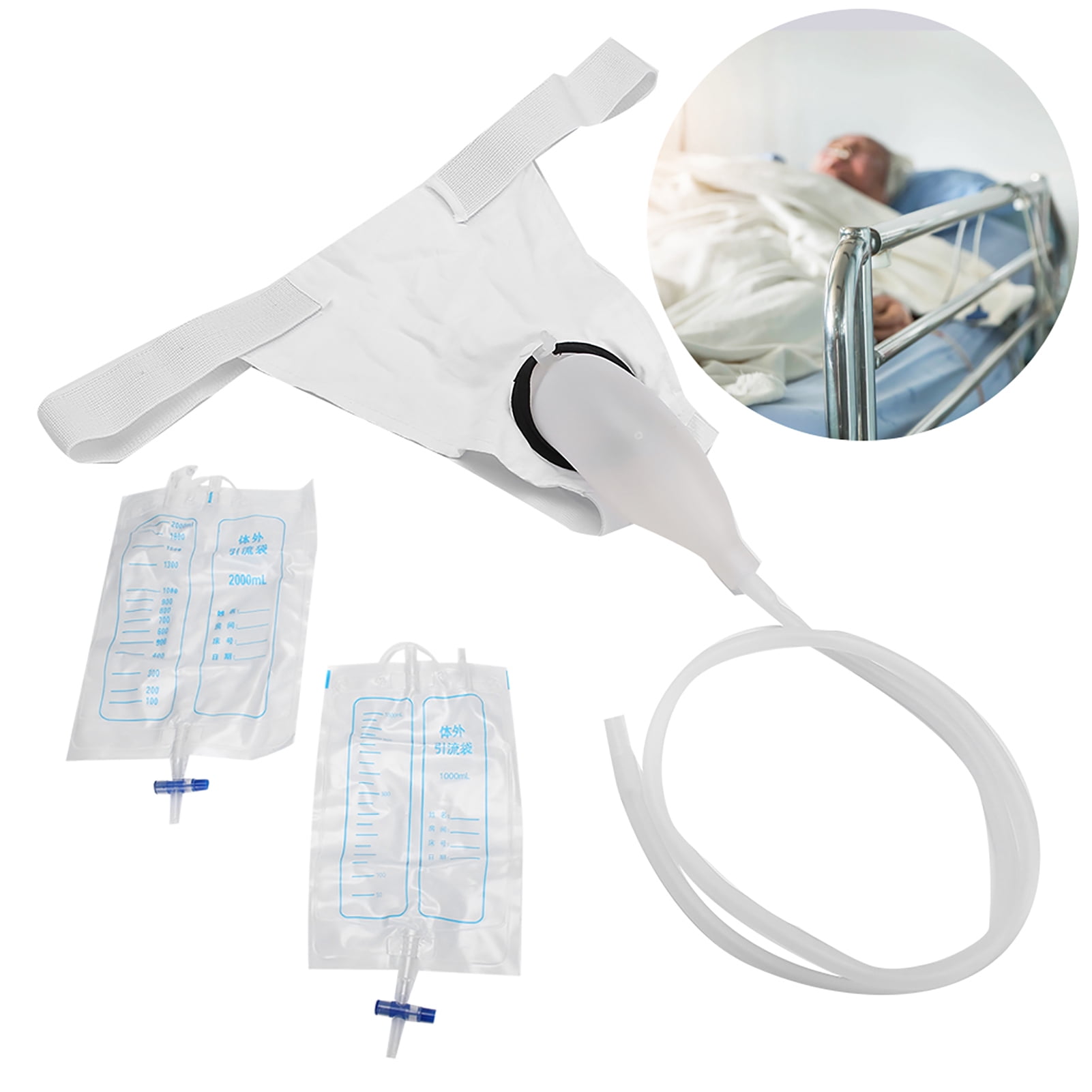 Male Urine Collection Bag Reusable Silicone Urinal for Men Elderly Bedridden Patients