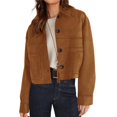 thumbnail image 2 of Chaqueta Corta de Ante Sintético para Mujer, Informal, Ligera, para Otoño e Invierno. Marrón L, 2 of 8
