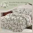 thumbnail image 4 of Whale Flotilla Reversible Floral Quilt Set King Size, Lightweight Boho Printed Bedspreads Coverlets Quilts Bedding Set with 2 Pillow Shams for All Seasons，White/Bone, 4 of 7