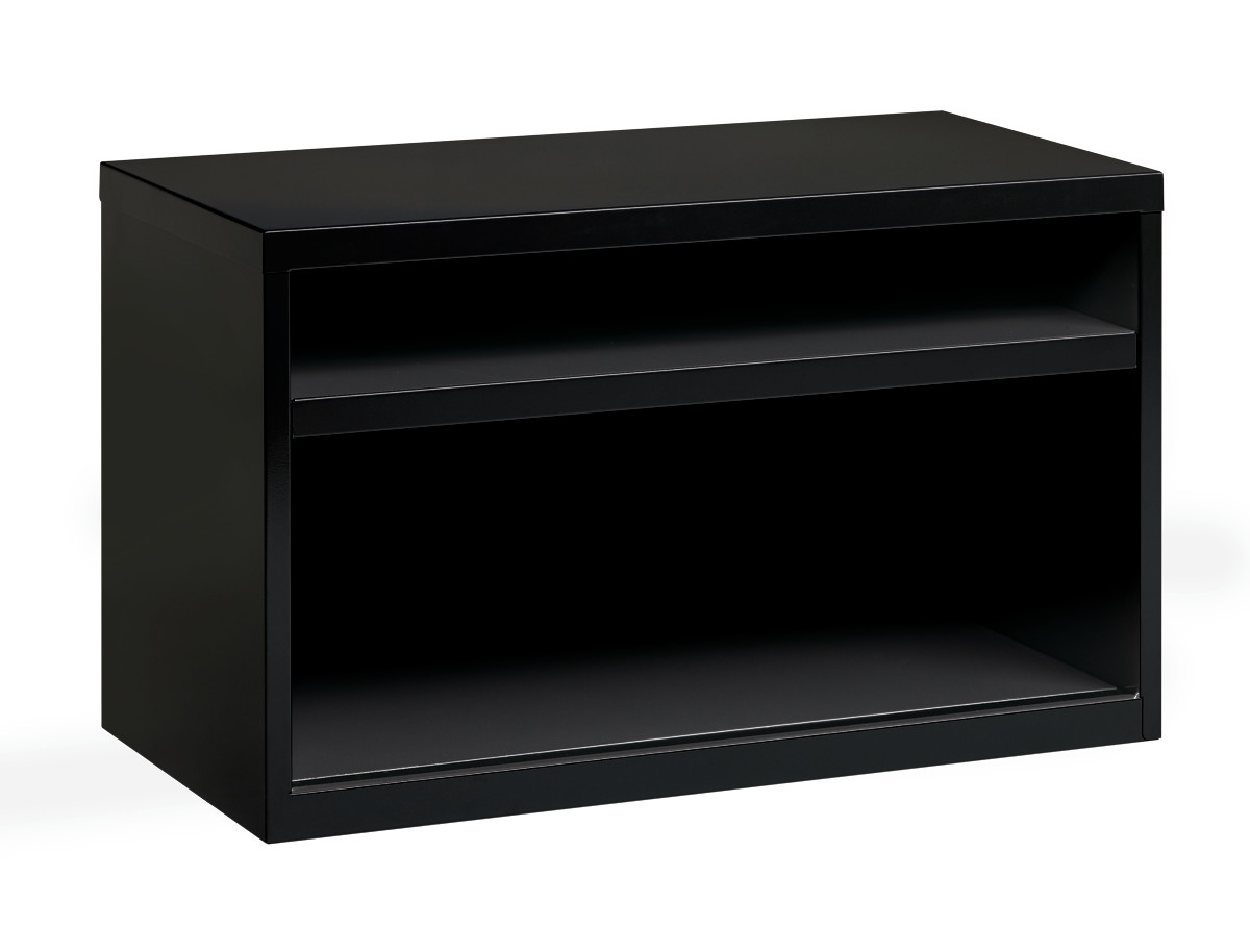 36inch Wide Low Credenza with Open Shelves, Black