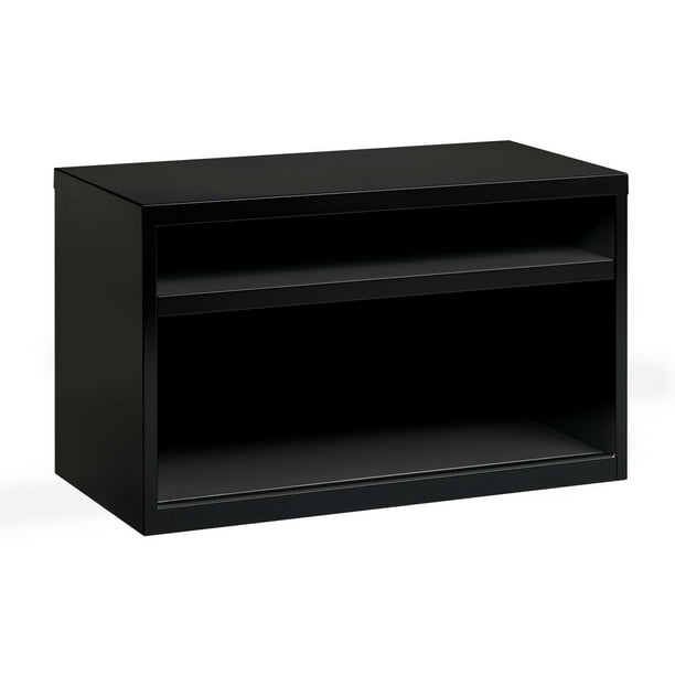 36inch Wide Low Credenza with Open Shelves, Black