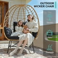thumbnail image 6 of SWITTE Stationary Outdoor Wicker Egg Chair Indoor Outdoor Egg Patio Chair with Cushions, Black, 6 of 6