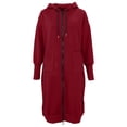 thumbnail image 6 of QIYAGBSA Hoodies for Women Long Zip Up Hooded Sweatshirt Side Slits with Pockets Casual Fall (Wine, S), 6 of 6