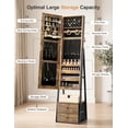 thumbnail image 5 of Skyhill Jewelry Cabinet Armoire, Full-Length Mirror Lockable with with 2 Drawers and Shelf（Brown）, 5 of 8