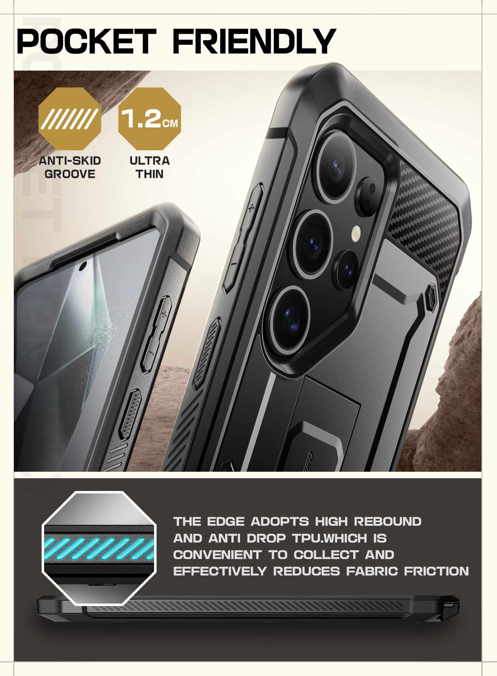 SUPCASE for Samsung Galaxy S25 Ultra Case with Stand, [Unicorn Beetle Pro] [2 Front Frames] [Built-in Screen Protector & Belt-Clip] Military-Grade Protection Phone Case for Galaxy S25 Ultra, Black