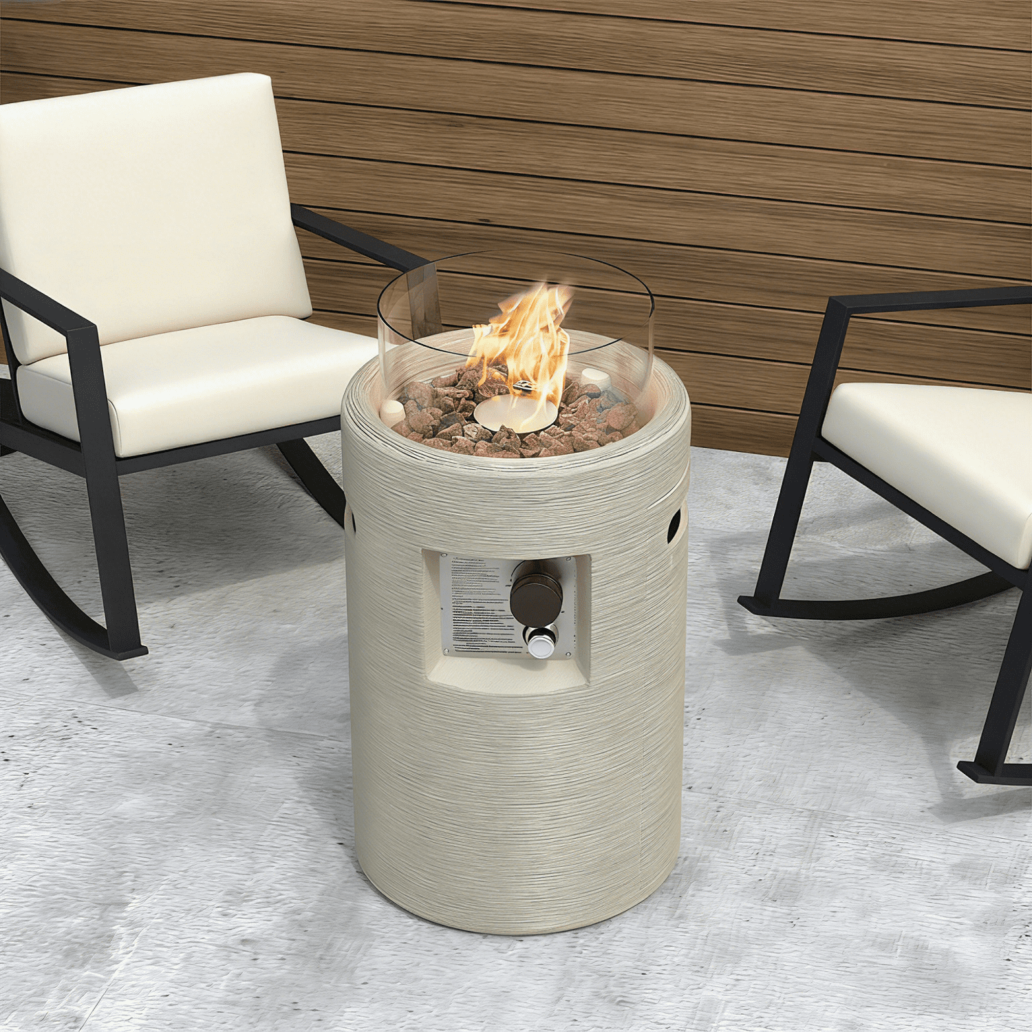 MOALCOFER 40000 BTU Propane Fire Pit Table,16'' Round Fire Pit, Includes Lava Rocks, Waterproof Cover