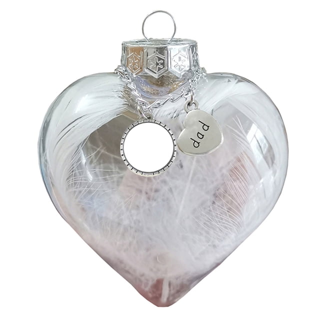Ganfancp 2022 Nuevo Adornos de Navidad Puede Poner Fotos Plumas de Ángel Forma de Corazón Ofertas Del Día 1X Bola Decorativa