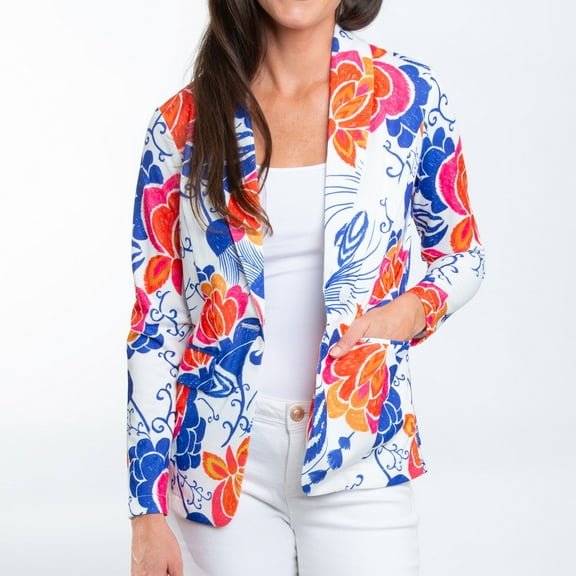 Elsie & Zoey Gemma XL Stretch Long Sleeve Floral Blazer for Women