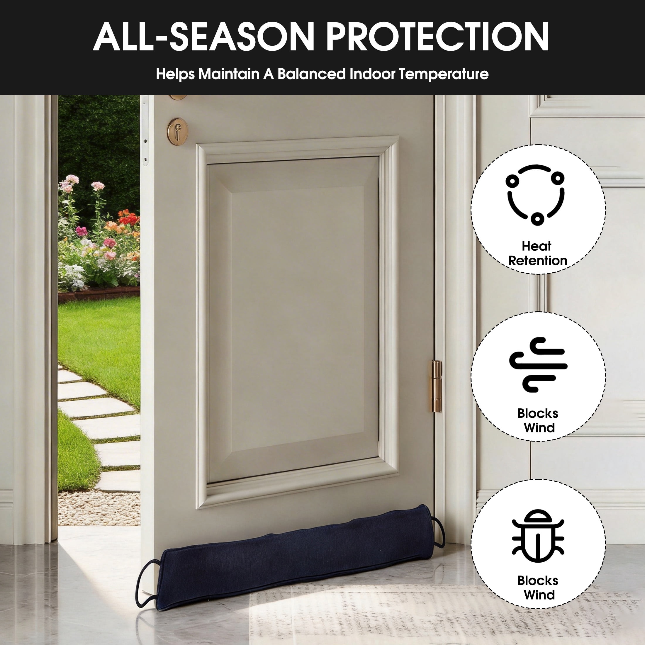 GARITIN Door Draft Stopper 36 Inch, Under Door Draft Blocker, Heavy Duty Weighted Bottom Door Seal, Black