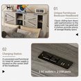thumbnail image 3 of Queen Size Farmhouse Platform Bed with Sockets & USB Ports, Rustic Wood Bed Frame with Double-Layer Sliding Door  Bookcase Headboard &Tall Footboard, No Box Spring Required, Antique Gray, 3 of 7