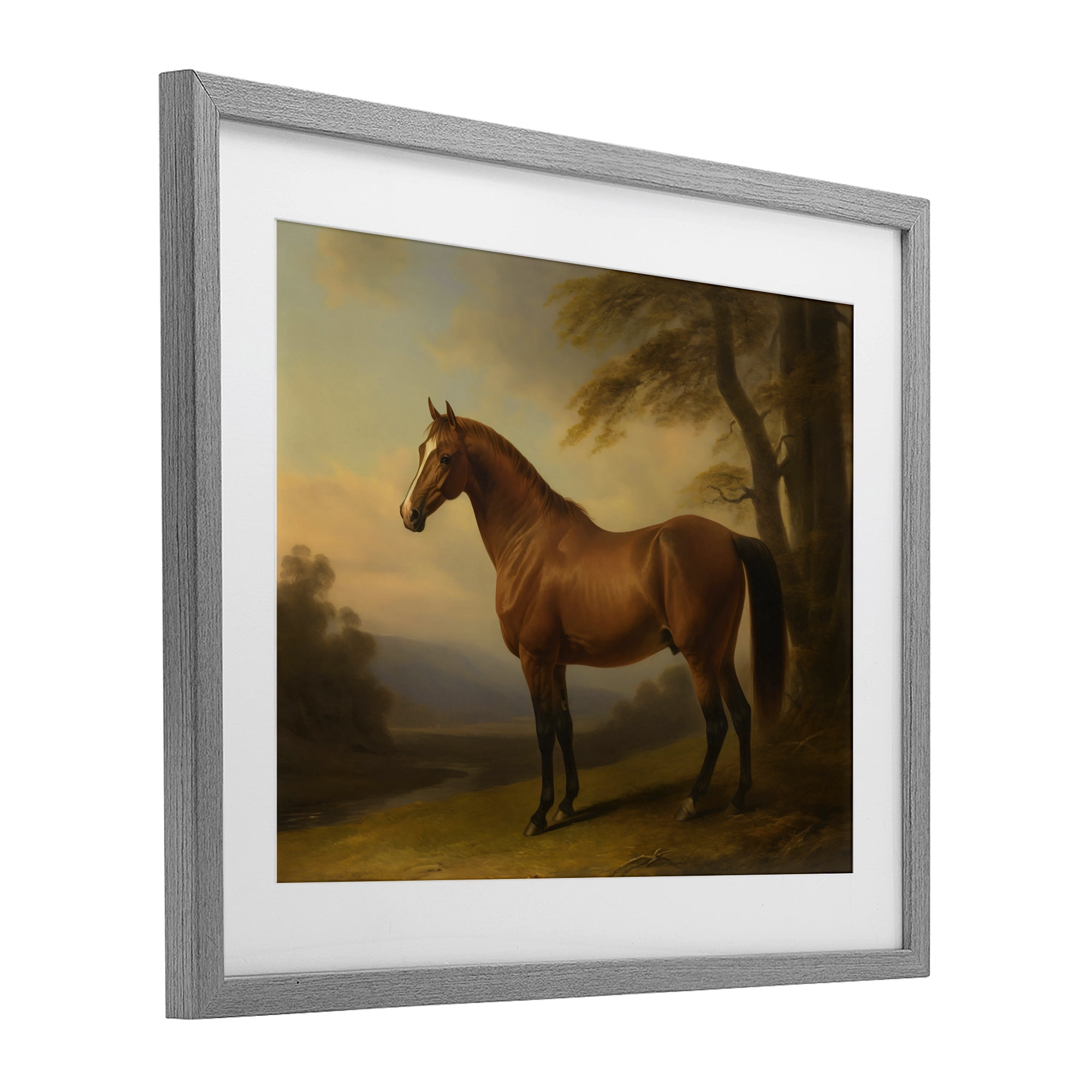 Stupell Industries Vintage Chestnut Horse Gray Framed Print Under Glass, design by Creative Studio