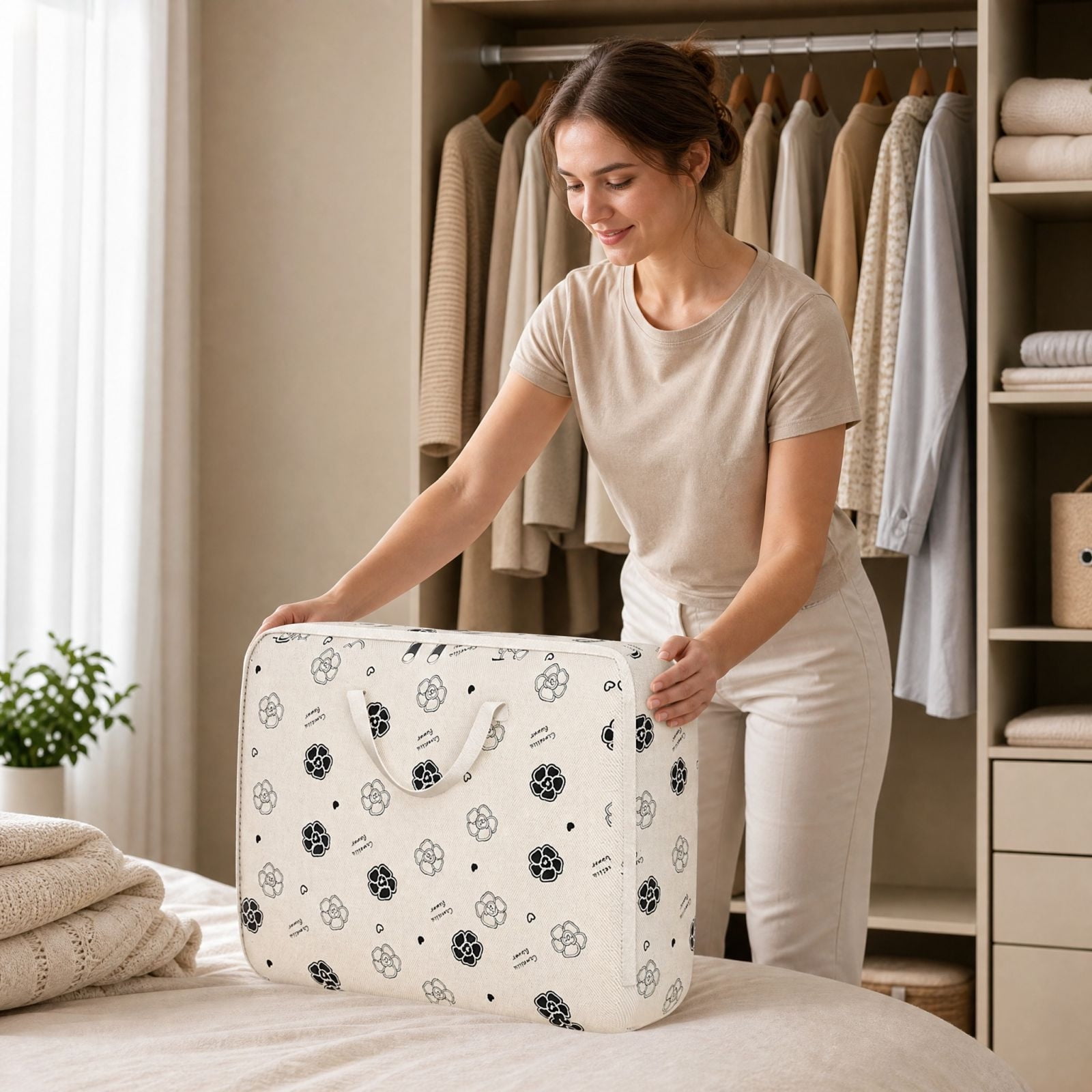 Large Capacity Quilt Storage Bag Moving Packing Organizer for Clothes Bedding Blankets Home Organization Storage