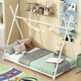 thumbnail image 5 of Bellemave Twin Size Montessori Floor Bed Metal Tent Bed Frame with Triangle Structure and Slat Support House Bed Teepee Bed Frame, No Box Spring Needed, White, 5 of 11