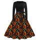 thumbnail image 1 of Vestido vintage de Halloween para mujer: vestido con estampado de murciélago y manga larga con cinturón, 1 of 3