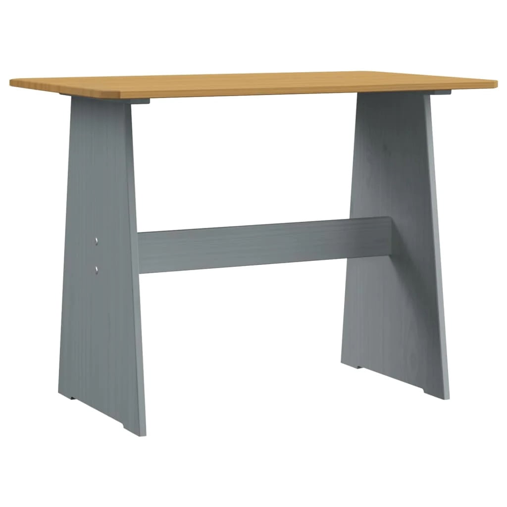Koby Home 3 Piece Casual Dining 2-Tone  Solid Pine Wood Kitchen Table Set with 2 Benches, Kitchen Dining Set Grey  Brown