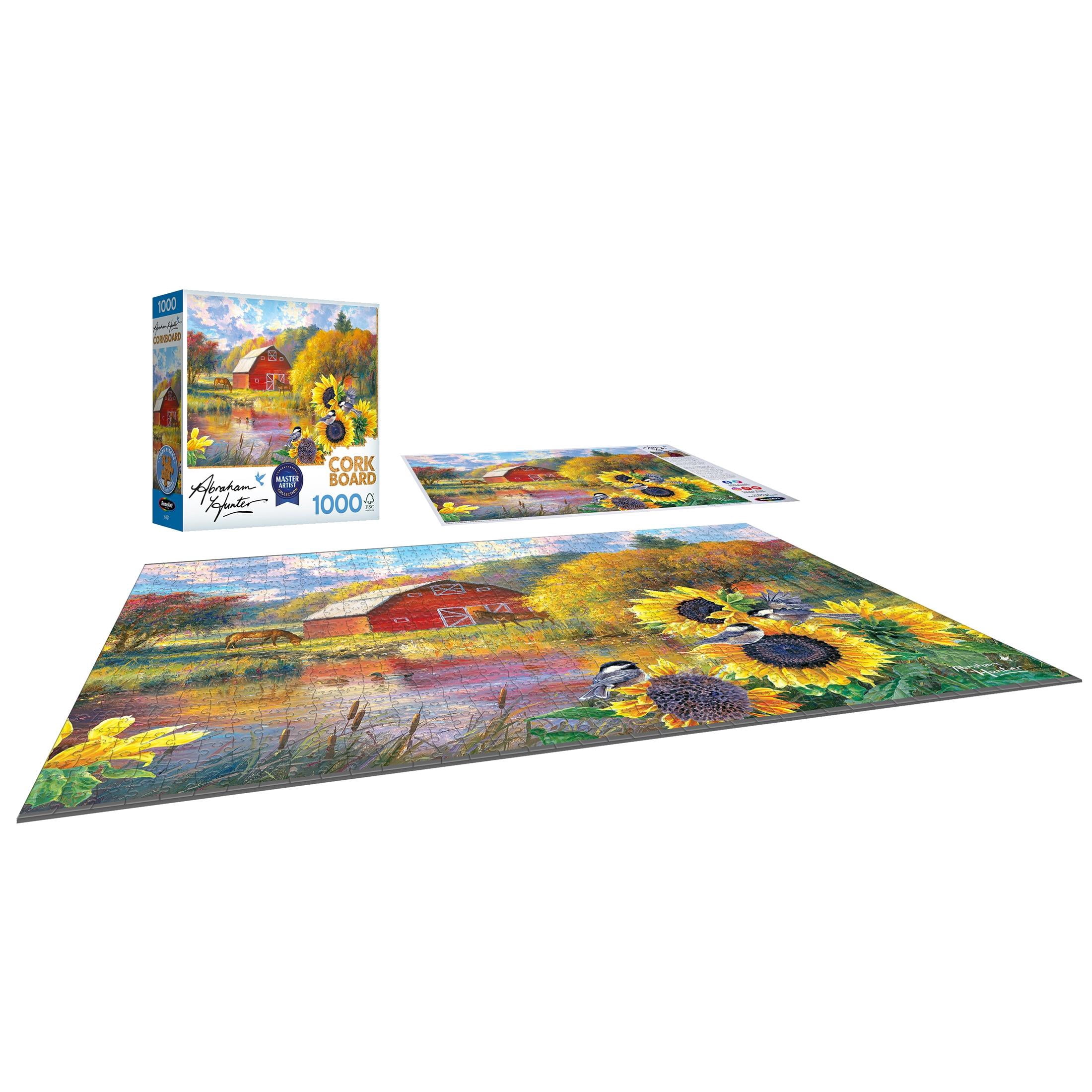 RoseArt Abraham Hunter 1000-Piece Green Mountain Farm Cork Adult Interlocking Jigsaw Puzzle