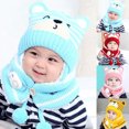 thumbnail image 4 of Yesbay Unisex Winter Baby Bear Stripe Knit Hat Cap Scarf Earmuff Warm Set-Grey, 4 of 8