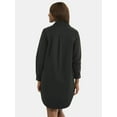 thumbnail image 3 of Time and Tru Women's Poplin Mini Shirt Dress, Sizes XS-3XL, 3 of 5