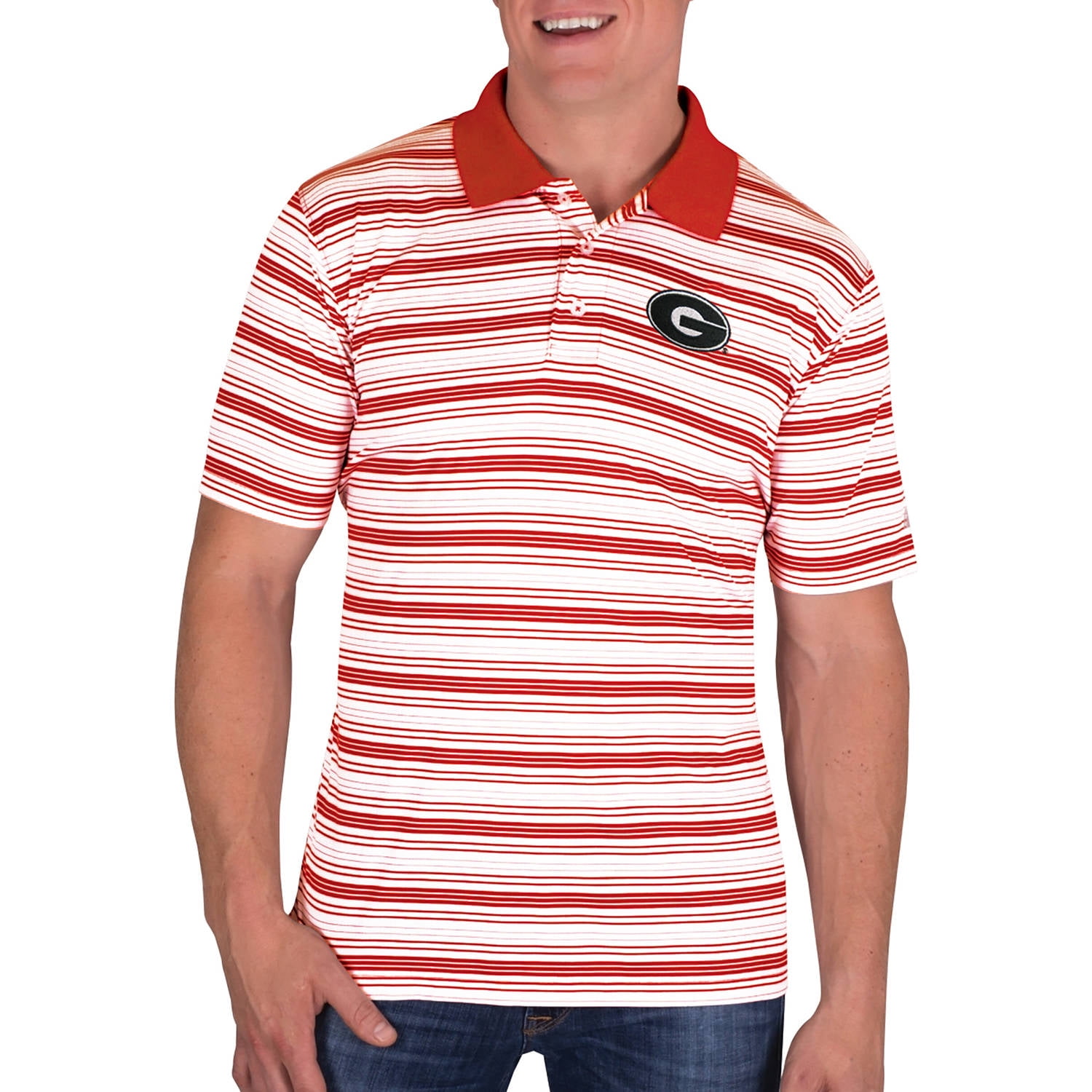 NCAA Bulldogs Men's ClassicFit Striped Polo Shirt