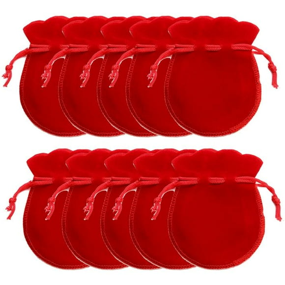 Mini Bolsas para Joyeria VelvtyRed 25Pzas Rojo 7x9cm Terciopelo Bolsa en Forma de Calabaza.
