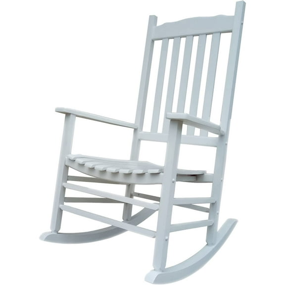 Rocking Rocker - A001WT White Wood Porch Rocker/Outdoor Rocking Chair - Easy to Assemble - Comfortable Size - Outdoor or Indoor Use