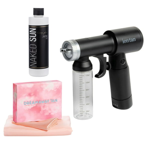 Naked Sun ION Tan Go Spray Tan Machine Cordless Rechargeable with Naked Sun Honey Glow Rapid Tanning Solution and DreamAway Sleep Sack