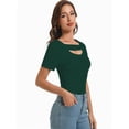 thumbnail image 2 of Women's Fashion Clothes One Piece Cutout Short Sleeve Knit Slim Fitted Tee Tshirts, 2 of 6