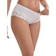 thumbnail image 4 of INSPIRE CHIC Women's Lace Trim Leopard Print Ultra-Thin Mid Rise Hipsters Elastic Lightweight Breathable Briefs L White, 4 of 5
